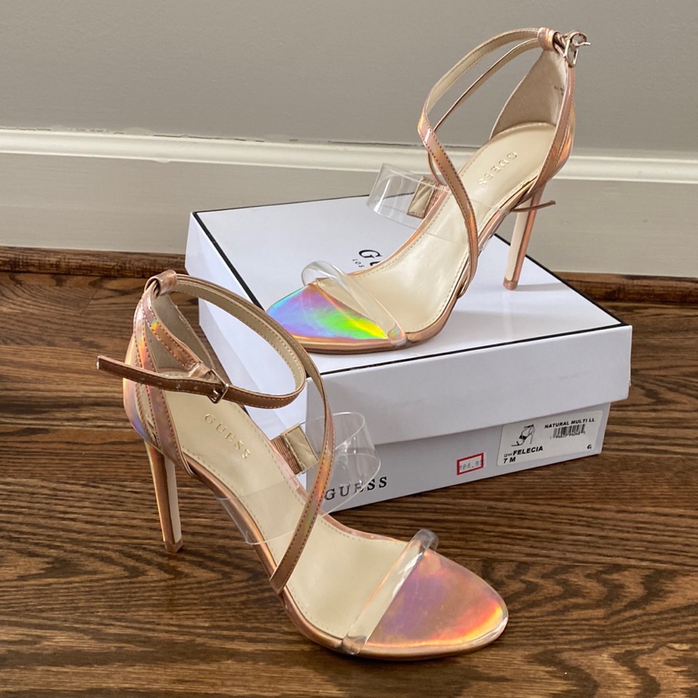 Guess Heels - Iridescent Pinky Blush and Clear